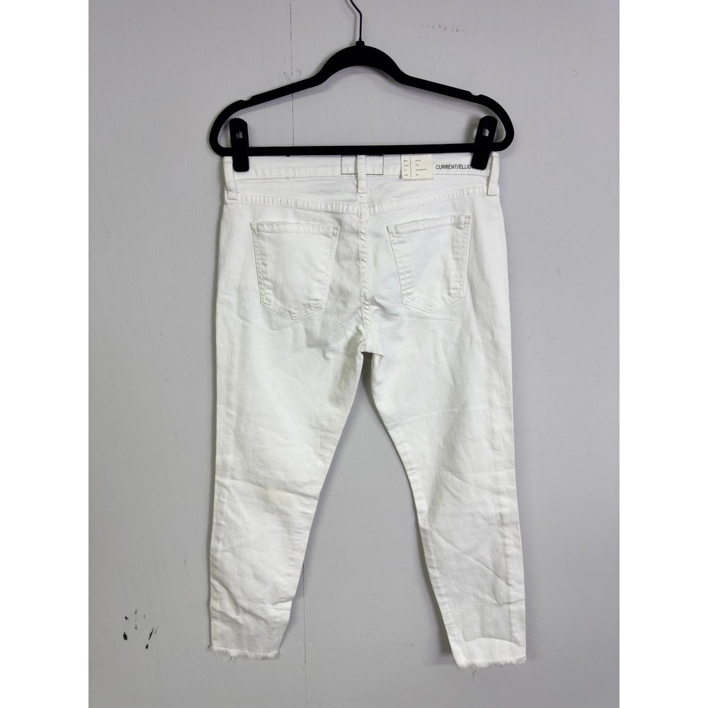 NWT CURRENT/ELLIOTT The Stiletto White Distressed Skinny Jeans Raw Hem Size 28 - Picture 4 of 8